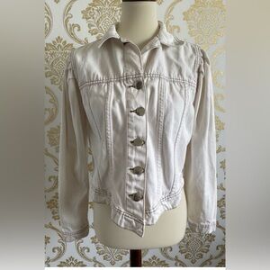 Nasty Gal Ivory Denim Button up Streetwear Urban Jacket Size 4 (Small)